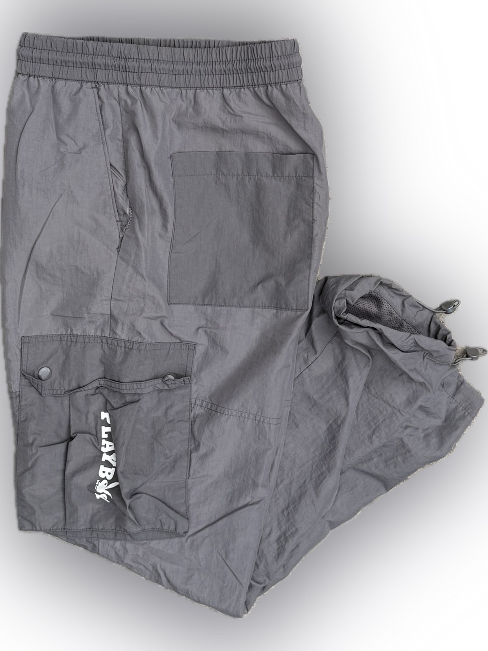 PLAYBOY Men's Gray Cargo Shorts with White Logo